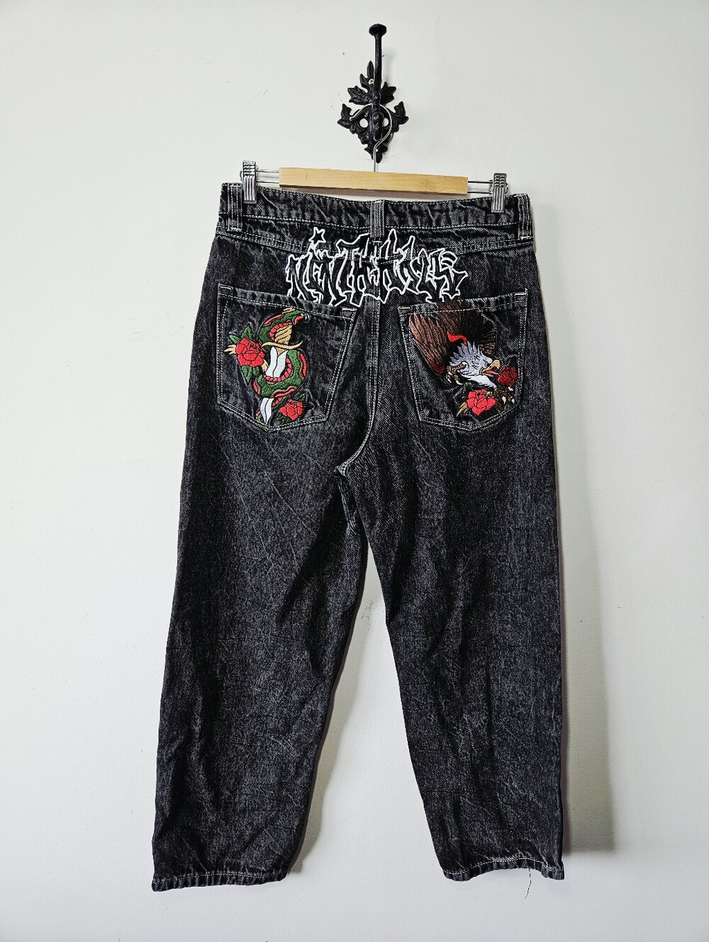 Ninth Hall Ambush Jeans Size 30 Black Relaxed Fit Embroidered EUC